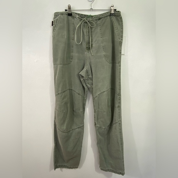 Vintage Gramicci Climbing Pants Large Green Tie Waist Hiking Y2K Gorpcore USA - Picture 1 of 13
